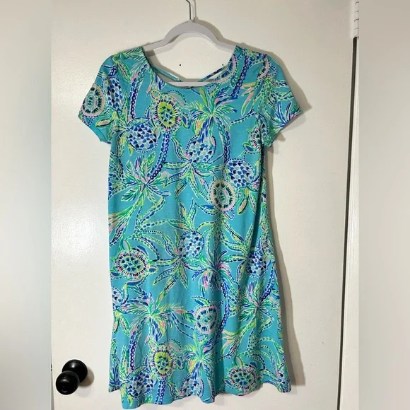 Lilly Pulitzer Kimi Swing Dress Resortwear Vacation Bermuda Blue Turtle Sz M - Picture 3 of 12
